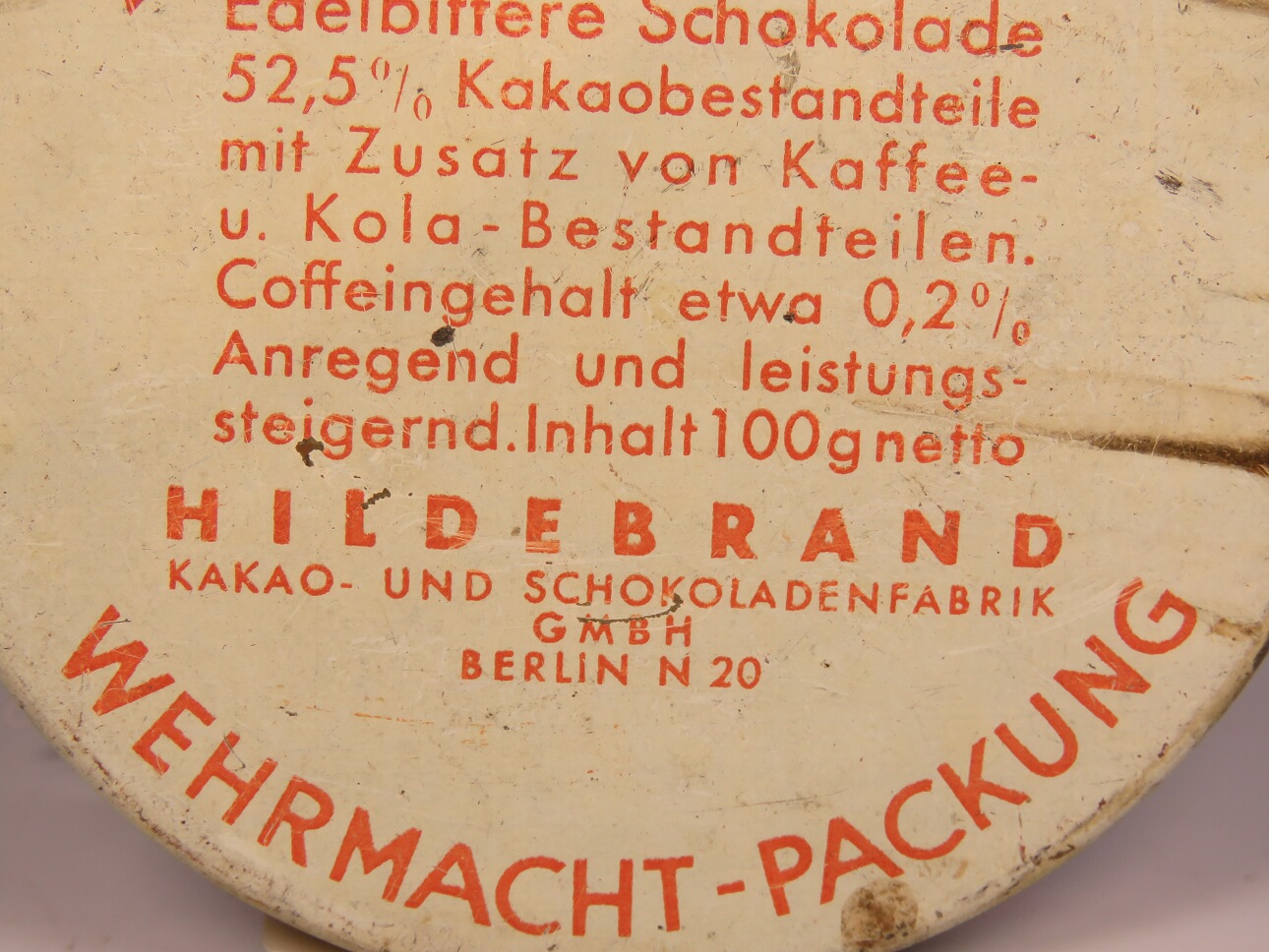 Wehrmacht Hardening Chocolate Tin Scho Ka Kola