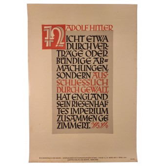 Tysk NSDAP-affisch med det populära politiska talesättet från ledarna i Tredje riket.. Espenlaub militaria