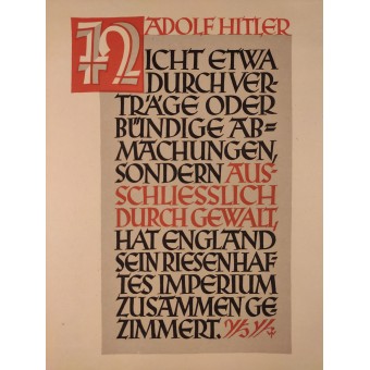 Saksan NSDAP -juliste kolmannen valtakunnan johtajien suositun poliittisen sanonnan kanssa. Espenlaub militaria