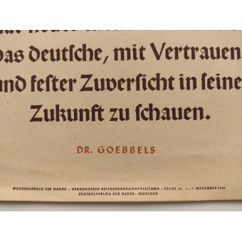 NSDAP -puhe: Yhdelläkään maailmassa ei ole enemmän syytä kuin saksa ... Dr. Goebbels.. Espenlaub militaria