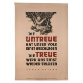 Poster della Seconda Guerra Mondiale. L'infedeltà ha già sconfitto il nostro popolo una volta. Adolf Hitler