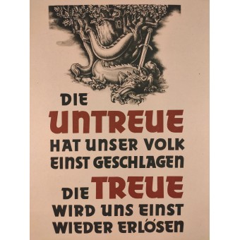 WW2 Poster. Linfedeltà ha sconfitto il nostro popolo una volta. Adolf Hitler. Espenlaub militaria