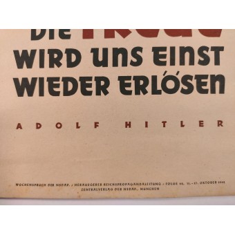 Affisch från andra världskriget. Otrogenhet har besegrat vårt folk en gång. Adolf Hitler. Espenlaub militaria