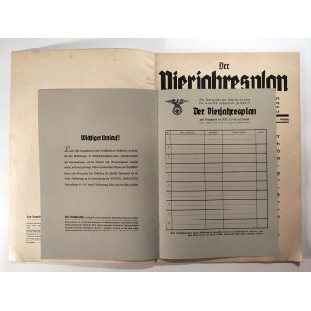 Der Vierjahresplan, primero vol., Enero 1937 Führer da Hermann Göring la primera instrucción. Espenlaub militaria