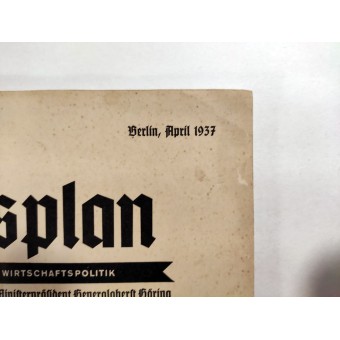 Der Vierjahresplan, 4th vol., April 1937 German nation have to thank their Führer for their will to rebuild. Espenlaub militaria