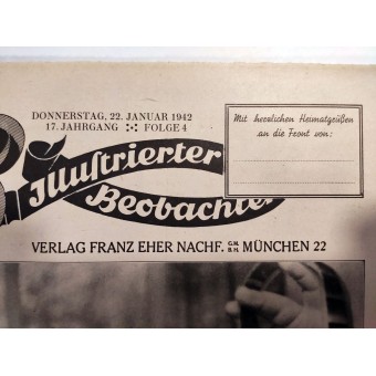El Illustrierter Beobachter, 4 vol., Enero 1942, un madre vio a su hijo en el noticiario. Espenlaub militaria