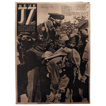 La Neue Illustrierte Zeitung # 38 Sept1942 capitaine Werner Baumbach est entouré par les Jeunesses hitlériennes. Espenlaub militaria