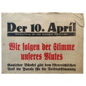 Journal des élections pour l'Autrichien allemand - 10 avril 1938