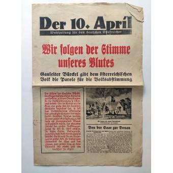 Journal électoral pour lallemand autrichien - le 10 Avril 1938. Espenlaub militaria