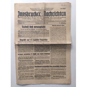 Innsbrucker Nachrichten, 13. Mai 1941 - Rudolf Hess vermisst. Espenlaub militaria