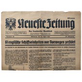 "Neueste Zeitung" - 24 апреля 1940 г. - 61 британский корабль уничтожен у берегов Норвегии