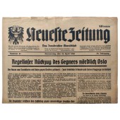Neueste Zeitung - 25 de abril de 1940 - La zona de Trondheim asegurada