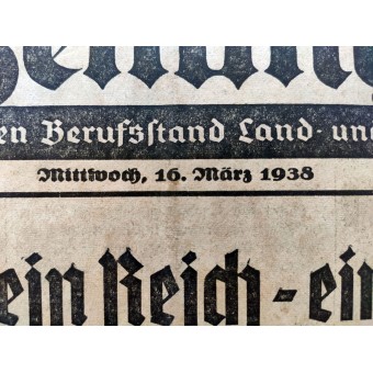 Oberösterreichische Landwirtschaftszeitung, 16. maaliskuuta 1938. Adolf Hitler - Führer. Espenlaub militaria