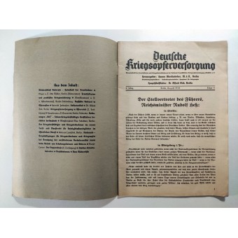La Deutsche Kriegsopferversorgung, 11 ° vol., Agosto 1938 di Blücher Castello Buderose. Espenlaub militaria