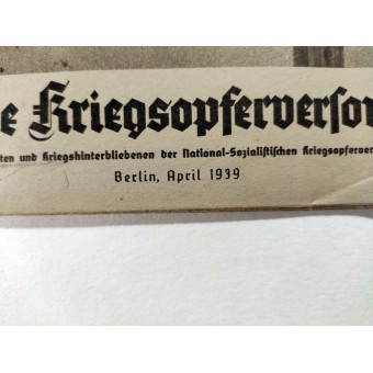 El Deutsche Kriegsopferversorgung, 7 vol., Abril de 1939. Espenlaub militaria