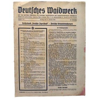 De Deutsches Waidwerk - 27 februari 1942 - Officieel nieuws over de Duitse jachtautoriteiten. Espenlaub militaria