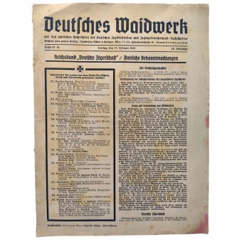 The Deutsches Waidwerk - 27th of February 1942 - official news of German hunting authorities. Espenlaub militaria