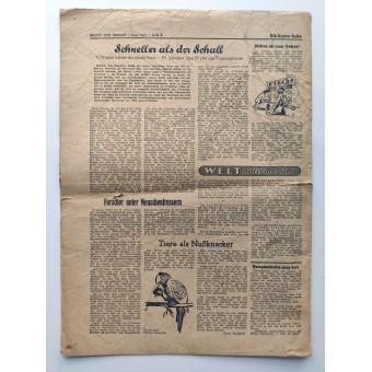 De voorzijde en de krant van de Soldaat van maart 1945 - geen dood is zo wreed als ons lijden. Espenlaub militaria