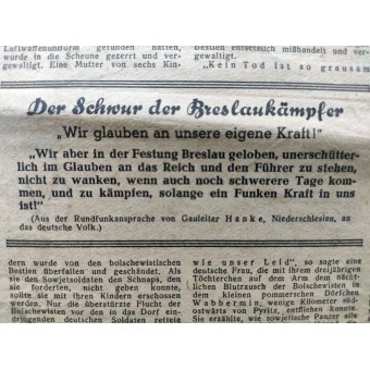 The Front und Heimat - soldiers newspaper of March 1945 - No death is as cruel as our suffering. Espenlaub militaria