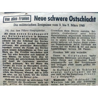 El Frente und Heimat - diario del soldado de marzo, 1945 - Ninguna muerte es tan cruel como nuestro sufrimiento. Espenlaub militaria
