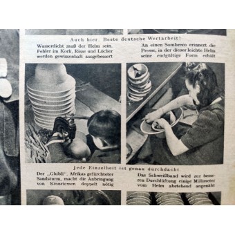 Le Hamburger Illustrierte - vol. 24, le 13 Juin, 1942 - Le casque de sureau du Corps Allemand Afrique. Espenlaub militaria