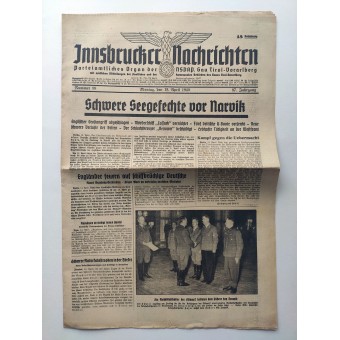 Die Innsbrucker Nachrichten, 15. April 1940 - Schwere Seegefechte vor Narvik. Espenlaub militaria