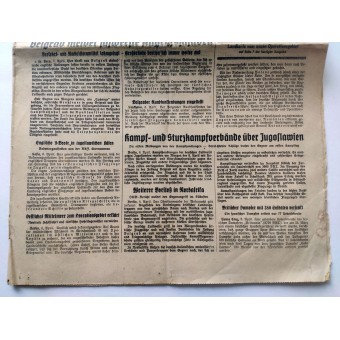 De Innsbrucker Nachrichten - NSDAP-krant van regio Tirol-Voralberg - 7 april 1941 - Hagel van bommen op de Belgrado. Espenlaub militaria