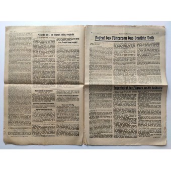 Die Innsbrucker Nachrichten - NSDAP-Zeitung des Landes Tirol-Voralberg - 7. April 1941 - Bombenhagel auf Belgrad. Espenlaub militaria