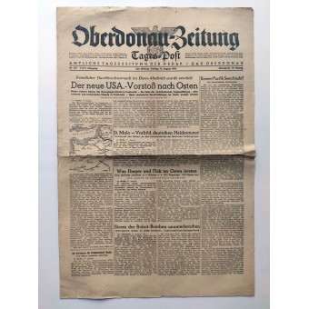 The Oderdonau-Zeitung - NSDAP daily newspaper of Upper Danube region - 18th of August 1944. Espenlaub militaria