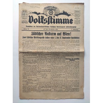 Volksstimme - Hitlers tidning 1929 före Tredje riket - Judisk rusning till Wien. Espenlaub militaria