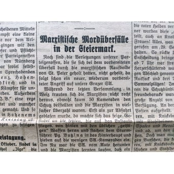 Die Volksstimme - Hitlers Zeitung 1929 vor dem 3. Reich - Parteitag in Kärnten. Espenlaub militaria