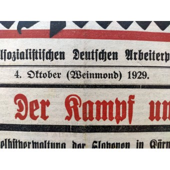 Die Volksstimme - Hitlers Zeitung 1929 vor dem 3. Reich - Parteitag in Kärnten. Espenlaub militaria