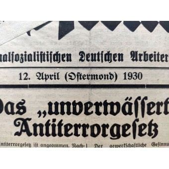 The Volksstimme, Hitlerbewegung DNSAP newspaper, April 12, 1930 pre 3 Reich. Espenlaub militaria