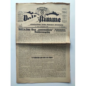 Il giornale DNSAP Volksstimme, Hitlerbewegung, 12 aprile, 1930 Pre 3 Reich. Espenlaub militaria