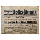 Il Volksstimme - quotidiano ufficiale della NSDAP - 25 luglio 1940 - Un intero convoglio affondato!
