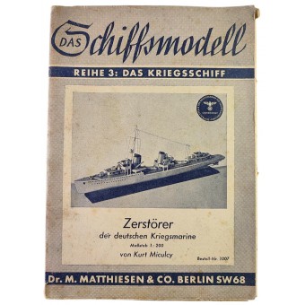 Building instructions for ship models - Kriegsmarine destroyer and heavy cruiser Admiral Hipper. Espenlaub militaria