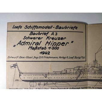 Rakennusohjeet laivamalleille - Kriegsmarinen hävittäjä ja raskas risteilijä Admiral Hipper. Espenlaub militaria