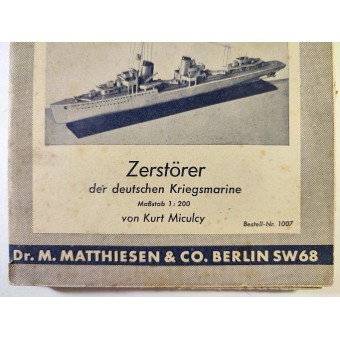 Rakennusohjeet laivamalleille - Kriegsmarinen hävittäjä ja raskas risteilijä Admiral Hipper. Espenlaub militaria