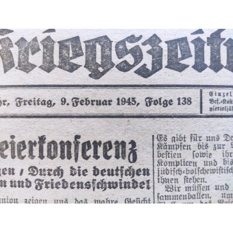Fin de la guerre. Kleine Wiener Kriegszeitung, numéro 138 du 9 février 1945. Espenlaub militaria