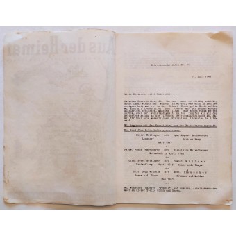 Fältarméns tidning Aus der Heimat, nummer 10, 31 juli 1943. Espenlaub militaria