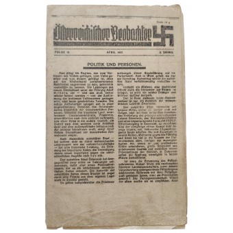 Маленькая газета Österreichischer Beobachter, апрель 1937 года, выпуск 13. Espenlaub militaria