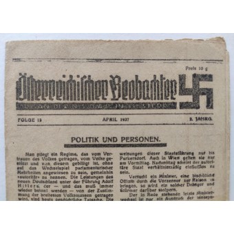 Kielletty Itävallassa Österreichischer Beobachterin numero 13 huhtikuulta 1937 alkaen. Espenlaub militaria