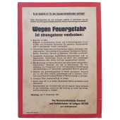 Немецкий плакат о риске возникновения пожаров для размещения в бараках, 1941 год