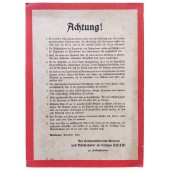 Manifesto della caserma della Luftwaffe sul rischio di incendio dell'anno 1940