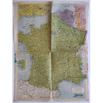 Mapa de Francia y otras regiones de la revista Illustrierter Beobachter. Espenlaub militaria