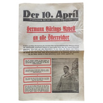 Newspaper Der 10. April Wahlzeitung für den deutschen Österreicher. Espenlaub militaria