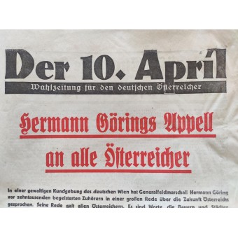 Periódico Der 10. Abril Wahlzeitung für den deutschen Österreicher. Espenlaub militaria