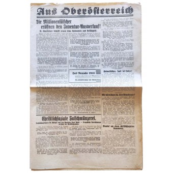 Newspaper Aus Oberösterreich, 1933. Espenlaub militaria