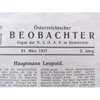Zeitung Österreichischer Beobachter Ausgabe 11 vom 24. März 1937. Espenlaub militaria