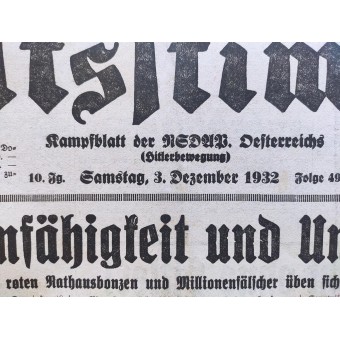 Tidningen Volksstimme, nummer 49, 3 december 1932. Espenlaub militaria